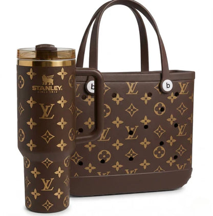 LuxeCarry Bogg Bag LV Style Duo — Tote + 40oz Stanley Tumbler