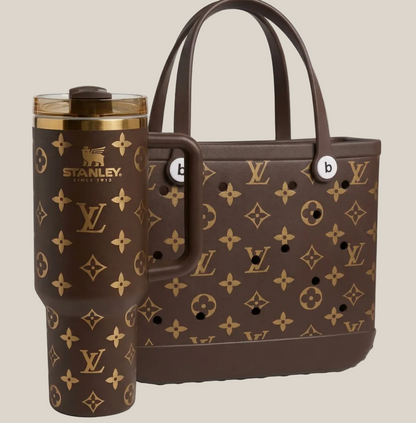 LuxeCarry Bogg Bag LV Style Duo — Tote + 40oz Stanley Tumbler