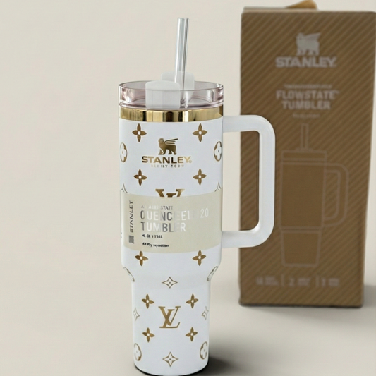 40oz Luxury-Inspired Quencher Tumbler – White