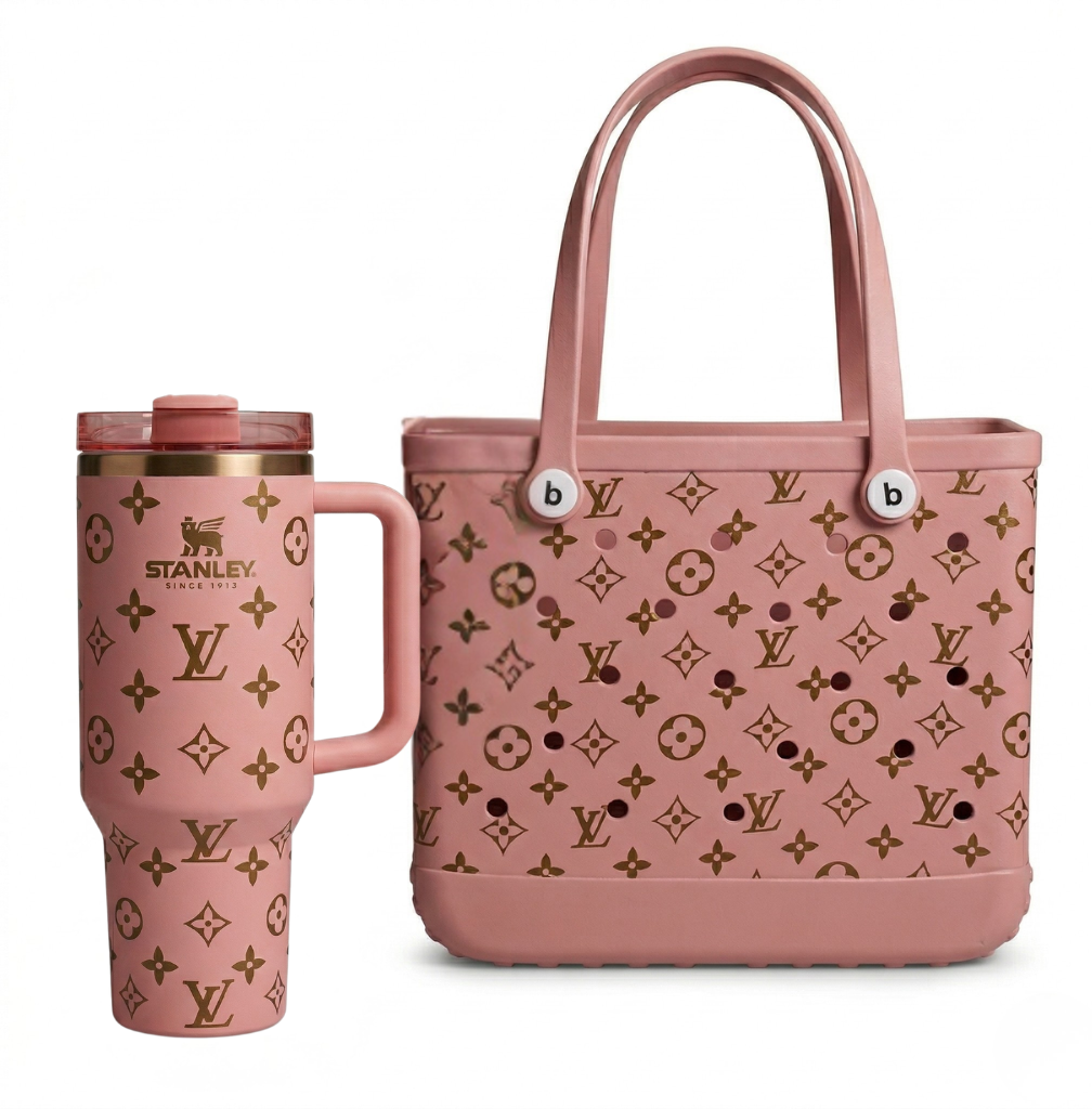 LuxeCarry Bogg Bag LV Style Duo — Tote + 40oz Stanley Tumbler