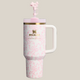 40oz Luxury Stanley Quencher Tumbler – Chantilly Bow Edition