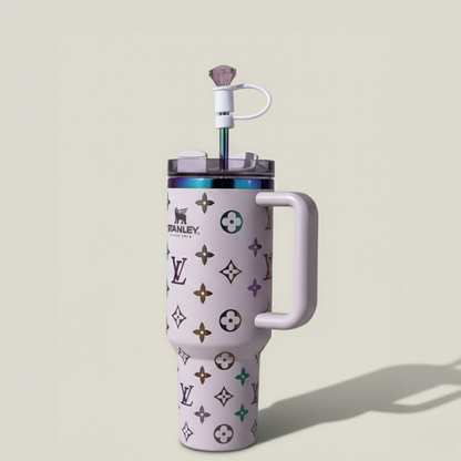 40oz Luxury-Inspired Quencher Tumbler + Luxury Keychain + Gem Straw Topper – Lilac