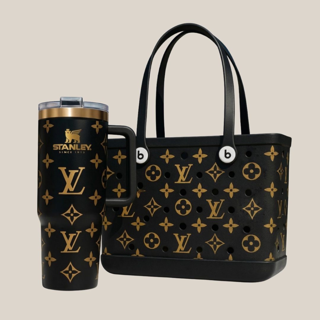 LuxeCarry Bogg Bag LV Style Duo — Tote + 40oz Stanley Tumbler